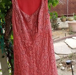 Anthropologie Maeve Coral Shine Metallic dress